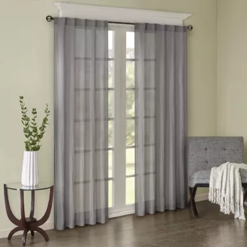 Madison Park Kaylee Rod Pocket Sheer Set of 2 Curtain Panel