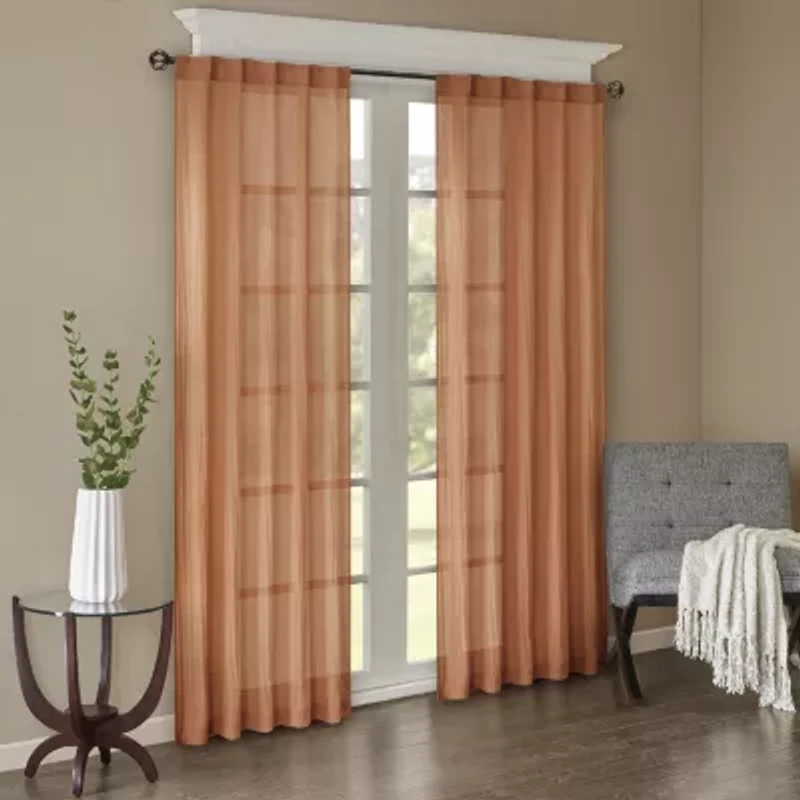 Madison Park Kaylee Rod Pocket Sheer Set of 2 Curtain Panel