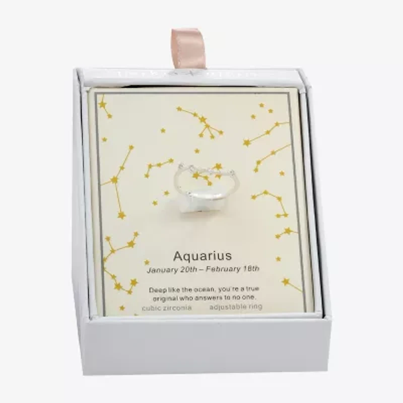 Sparkle Allure Zodiac Womens Cubic Zirconia Pure Silver Over Brass Band