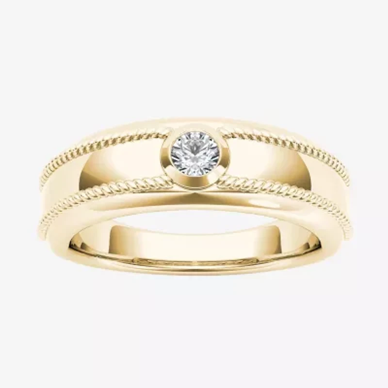 Mens 3.5MM 1/5 CT. Natural White Diamond 14K Gold Wedding Band