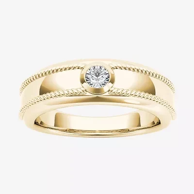 Mens 3.5MM 1/5 CT. Natural White Diamond 14K Gold Wedding Band