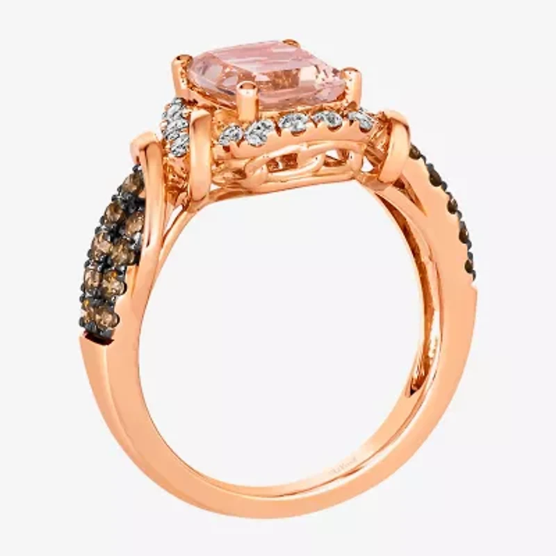 Le Vian® Ring featuring 1 1/2 CT. Peach Morganite™ 1/3 Nude Diamonds™ Chocolate Diamonds® set 14K Strawberry Gold®