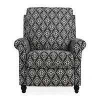 ProLounger Sheahan Transitional Roll-Arm Push Back Recliner Diamond Medallion Print