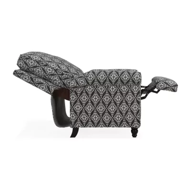 ProLounger Sheahan Transitional Roll-Arm Push Back Recliner Diamond Medallion Print