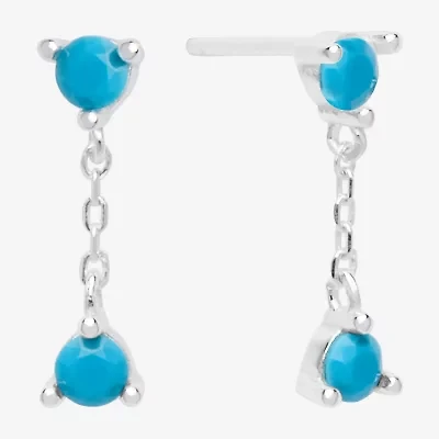 Itsy Bitsy Womens Green Turquoise Sterling Silver Drop Earrings