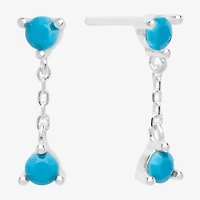 Itsy Bitsy Womens Green Turquoise Sterling Silver Drop Earrings