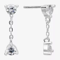 Itsy Bitsy Womens Cubic Zirconia Sterling Silver Drop Earrings