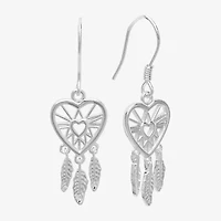 Silver Treasures Womens Sterling Silver Heart Hypoallergenic Drop Earrings