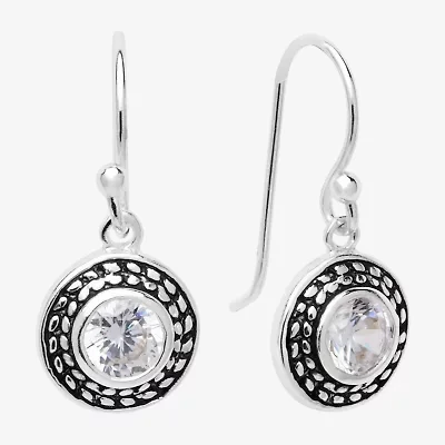 Silver Treasures Womens Cubic Zirconia Sterling Hypoallergenic Drop Earrings