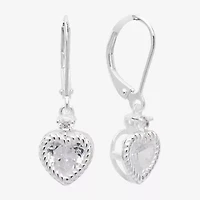 Silver Treasures Womens Cubic Zirconia Sterling Silver Heart Hypoallergenic Drop Earrings