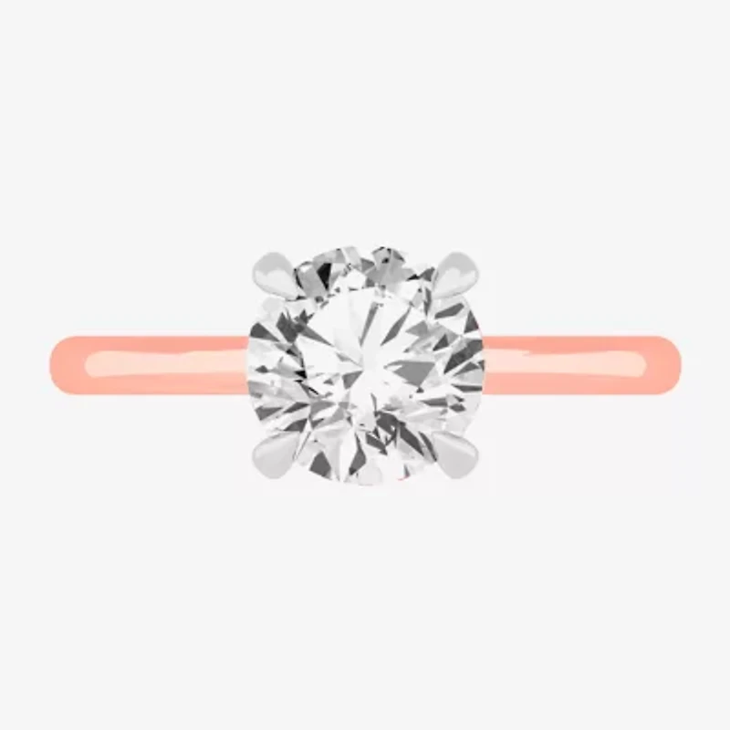 G-H / SI1-SI2) Womens 2 CT. T.W. Lab Grown White Diamond 14K Gold Round Solitaire Engagement Ring