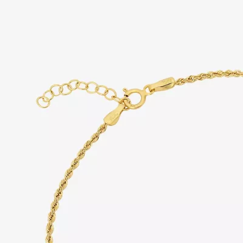 Womens 10K Gold 9 Inch Hollow Rope Ankle Bracelet