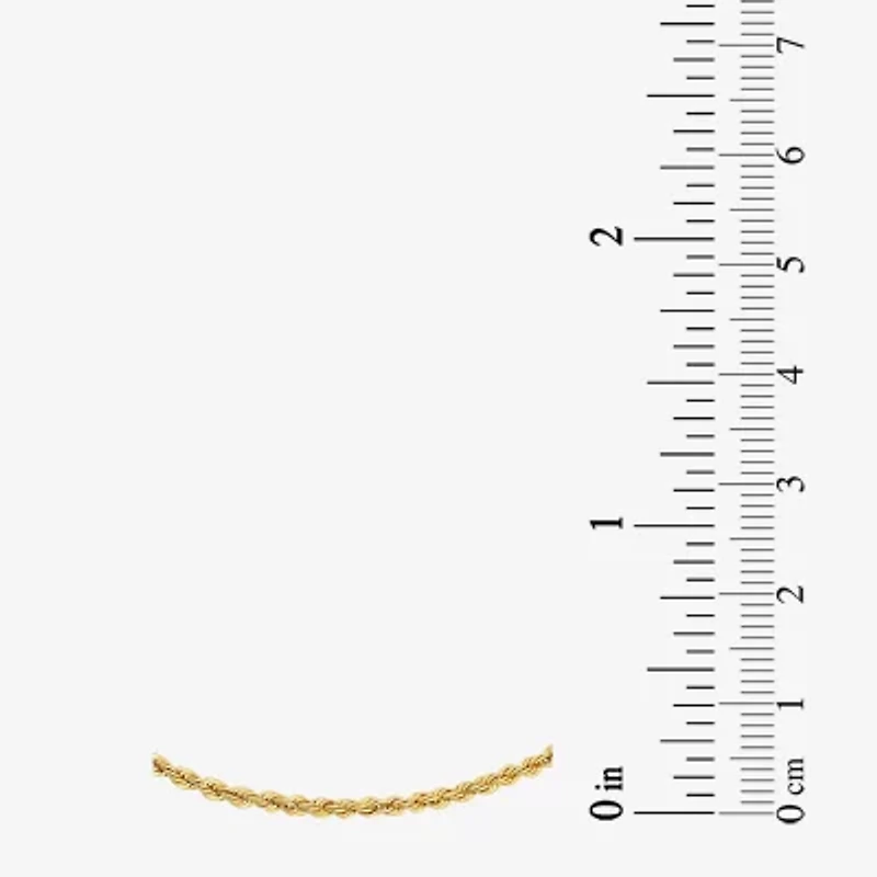 Womens 10K Gold 9 Inch Hollow Rope Ankle Bracelet