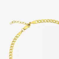 Womens 10K Gold 9 Inch Hollow Curb Ankle Bracelet