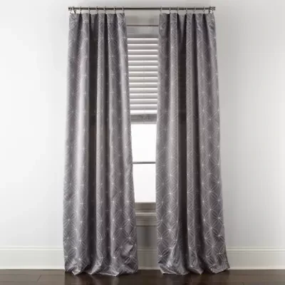 Regal Home Perth Geometric Embroidery Rod Pocket Blackout Set of 2 Curtain Panel