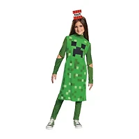 Little & Big Kid Girls Creeper Classic Minecraft Costume