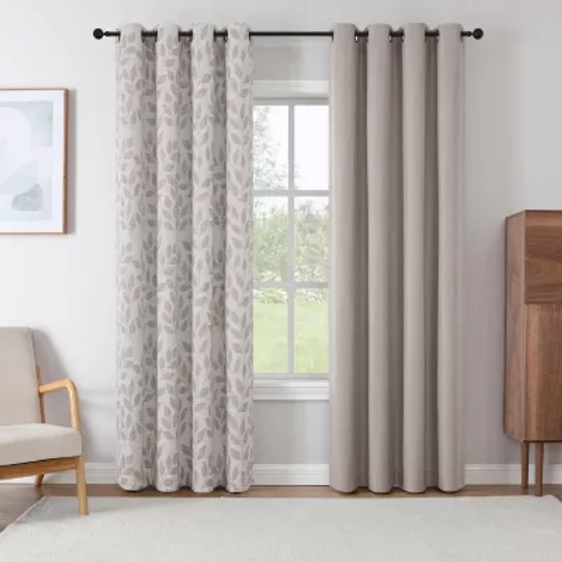 Max Blackout Leaf Reversible Grommet Top Energy Saving 100% Single Curtain Panel