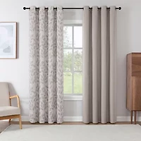 Max Blackout Leaf Reversible Grommet Top Energy Saving 100% Single Curtain Panel
