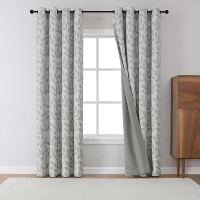 Max Blackout Leaf Reversible Grommet Top Energy Saving 100% Single Curtain Panel