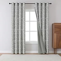 Max Blackout Leaf Reversible Grommet Top Energy Saving 100% Single Curtain Panel