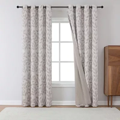 Max Blackout Leaf Reversible Grommet Top Energy Saving 100% Single Curtain Panel