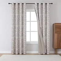 Max Blackout Leaf Reversible Grommet Top Energy Saving 100% Single Curtain Panel