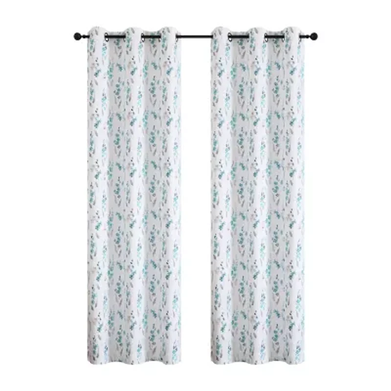 Regal Home Isla Printed Grommet Top Energy Saving Blackout Set of 2 Curtain Panel