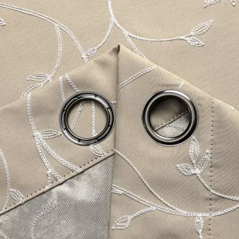 Regal Home Novah Embroidered Grommet Top Energy Saving Blackout Set of 2 Curtain Panel