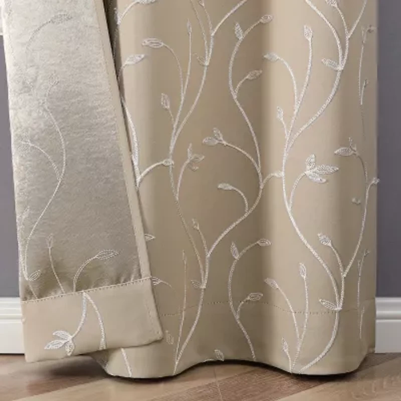 Regal Home Novah Embroidered Grommet Top Energy Saving Blackout Set of 2 Curtain Panel