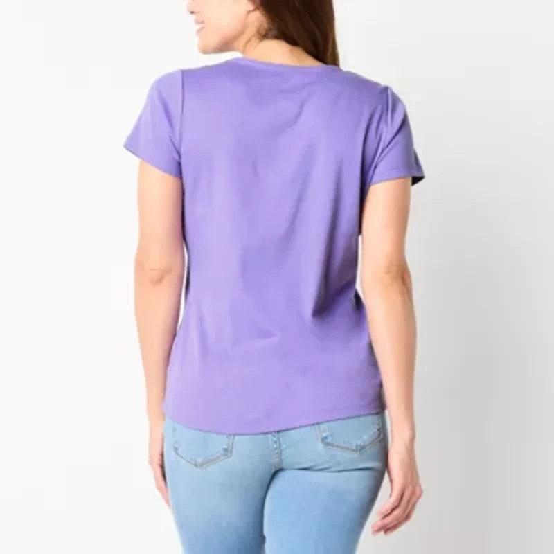 St. John's Bay Womens Crew Neck Short Sleeve T-Shirt