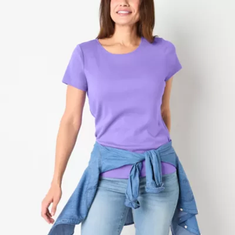 St. John's Bay Womens Crew Neck Short Sleeve T-Shirt