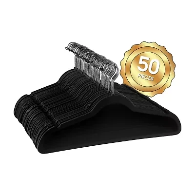 Elama Flocked Velvet With Stainless Steel Swivel Hooks 50-pc. Hangers