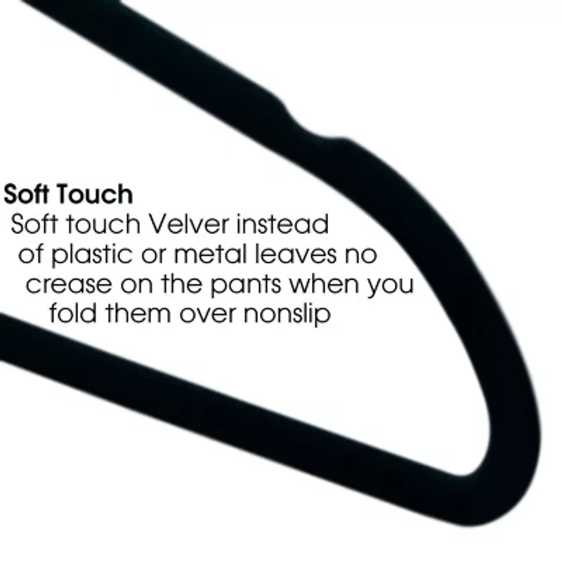 Elama Flocked Velvet With Stainless Steel Swivel Hooks 50-pc. Hangers