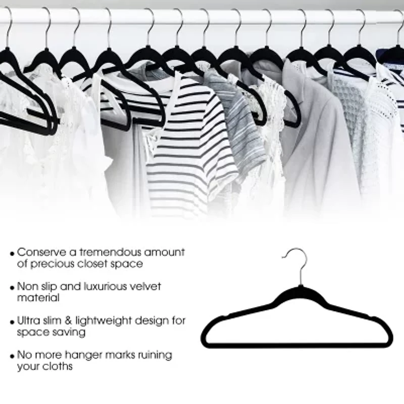 Elama Flocked Velvet With Stainless Steel Swivel Hooks 50-pc. Hangers