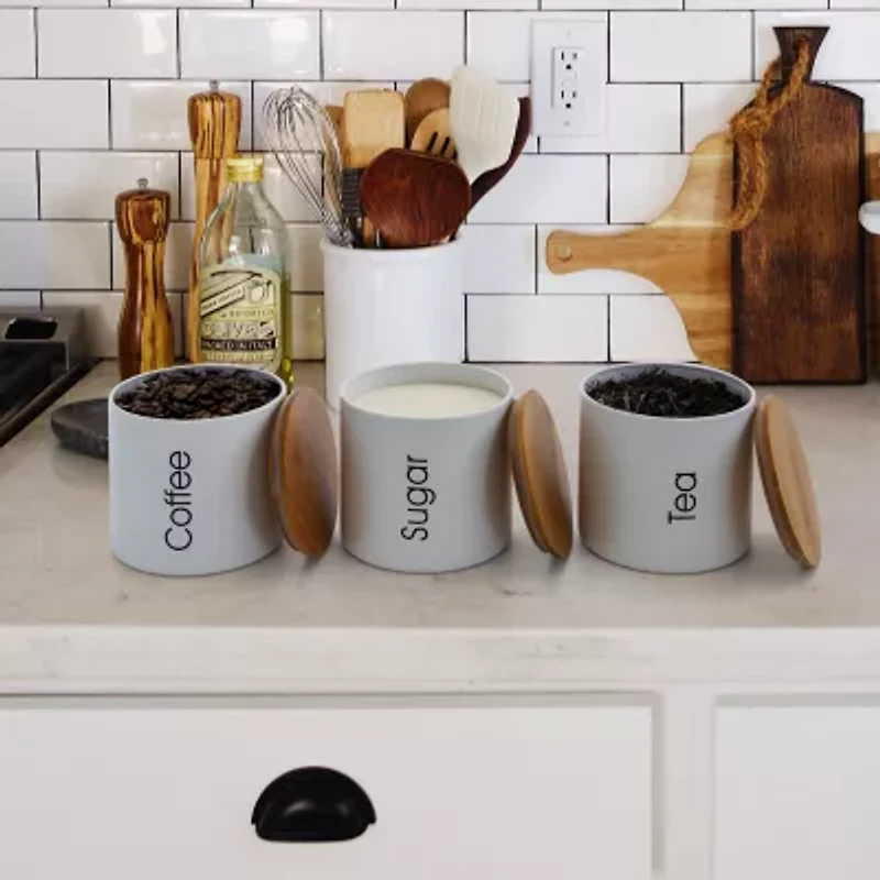 MegaChef Kitchen Bamboo Storage And Organization 4-pc. Canister