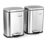 Elama 13 Gallon and Two 1.3 Gallon Stainless Steel Step Trash Cans