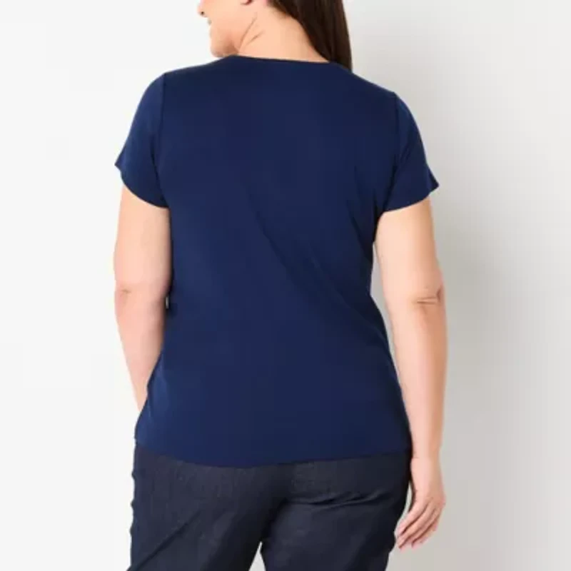 St. John's Bay Womens Crew Neck Short Sleeve Plus T-Shirt