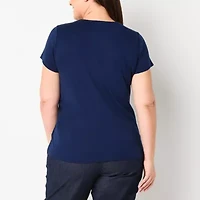 St. John's Bay Womens Crew Neck Short Sleeve Plus T-Shirt