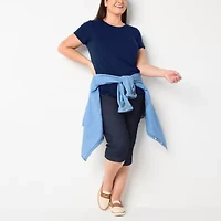 St. John's Bay Womens Crew Neck Short Sleeve Plus T-Shirt