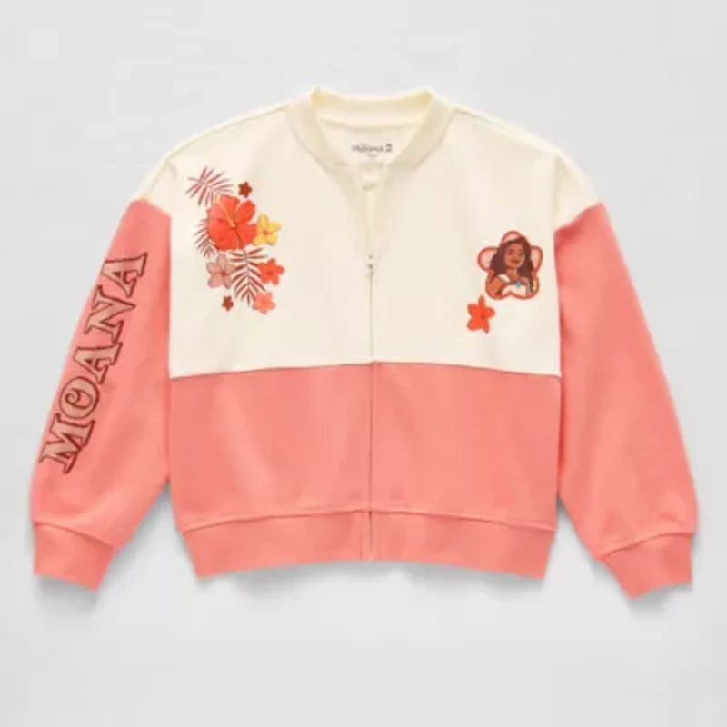 Disney Collection Little & Big Kid Girls Moana Lightweight Varsity Jacket