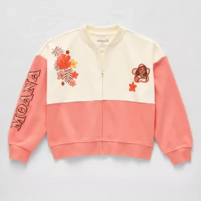 Disney Collection Little & Big Kid Girls Moana Lightweight Varsity Jacket
