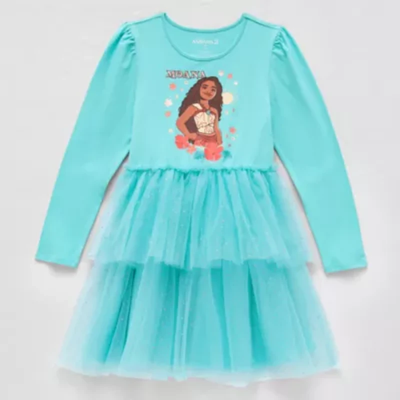 Disney Collection Little & Big Kid Girls Long Sleeve Moana Tutu Dress