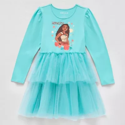 Disney Collection Little & Big Kid Girls Long Sleeve Moana Tutu Dress