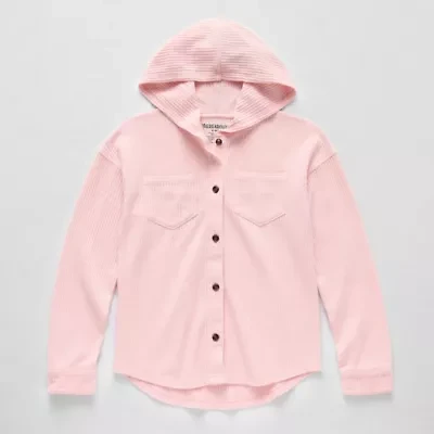 Thereabouts Waffle Little & Big Kid Girls Lightweight Shirt Jacket