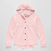Thereabouts Waffle Little & Big Kid Girls Lightweight Shirt Jacket