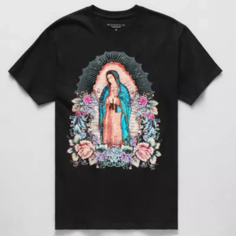 Mens Short Sleeve Virgin Mary Graphic T-Shirt