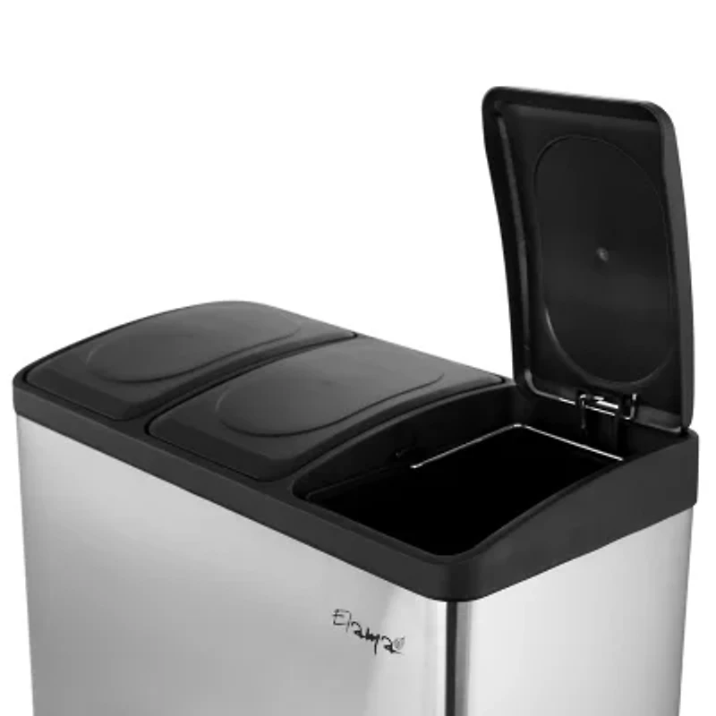 Elama 3 Section 15 Liter/4 Gallon Each Trash Can