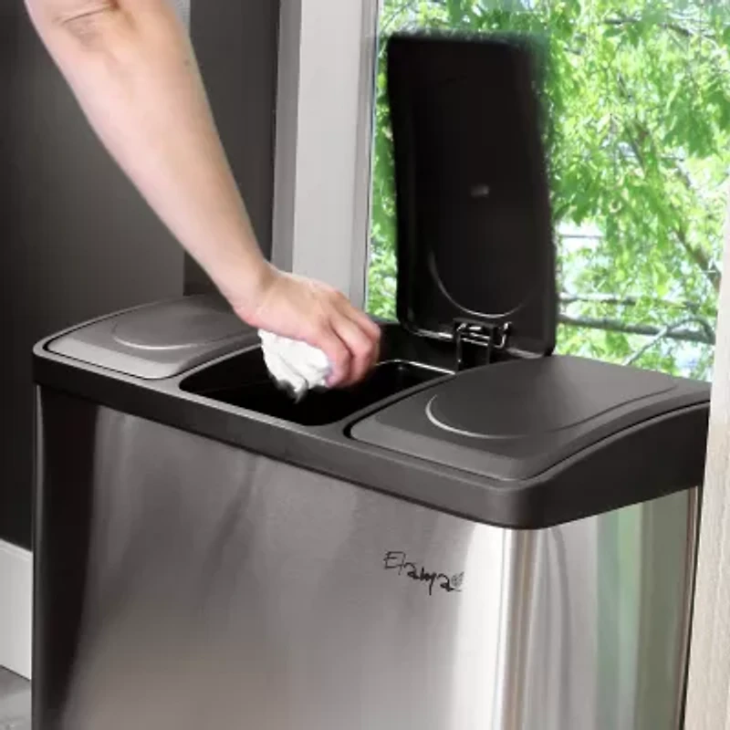 Elama 3 Section 15 Liter/4 Gallon Each Trash Can