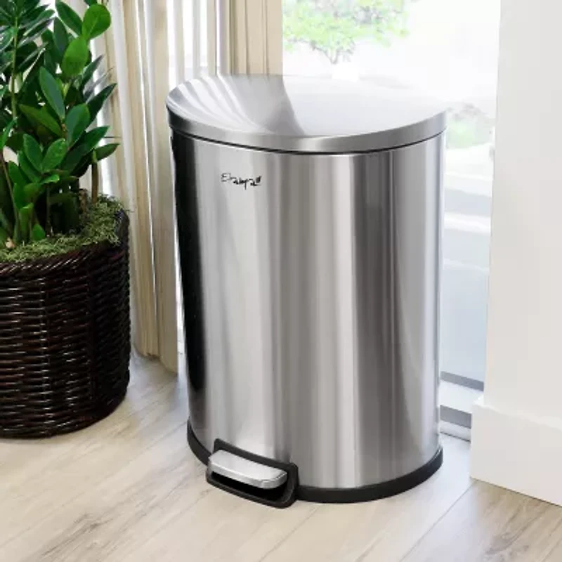 Elama 50 Liter 13 Gallon Half Circle Stainless Steel Step Trash Can