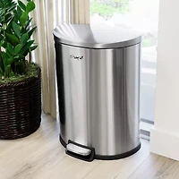 Elama 50 Liter 13 Gallon Half Circle Stainless Steel Step Trash Can